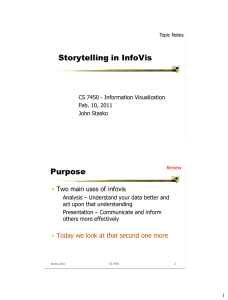 Storytelling in InfoVis Purpose • Two main uses of infovis