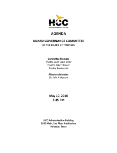 AGENDA BOARD GOVERNANCE COMMITTEE May 10, 2016 3:45 PM