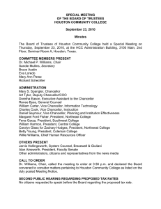 The Board of Trustees of Houston Community  College held... Thursday,  September  23, 2010,  at the HCC ... SPECIAL MEETING