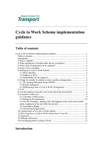 Cycle to Work Scheme implementation guidance Table of contents