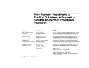 From Research Hypotheses to Practical Guidelines: A Proposal to Facilitate Researcher- Practitioner Interaction