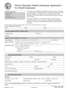 Illinois Standard Health Employee Application for Small Employers