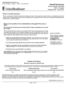 Benefit Summary Bronze Navigate HSA 5500 Illinois - Navigate