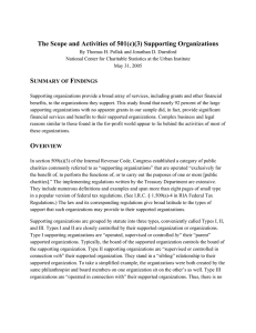 The Scope and Activities of 501(c)(3) Supporting Organizations