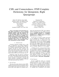 CSPs and Connectedness: P/NP-Complete Dichotomy for Idempotent, Right Quasigroups