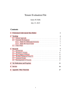 Tenure Evaluation File Contents James M. Belk July 15, 2015