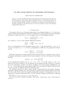 ON THE GALOIS GROUPS OF LEGENDRE POLYNOMIALS