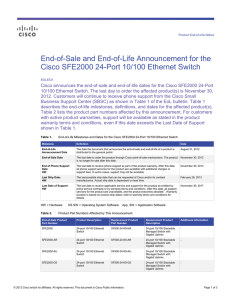 End-of-Sale and End-of-Life Announcement for the