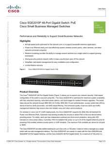 Cisco SGE2010P 48-Port Gigabit Switch: PoE Cisco Small Business Managed Switches Highlights