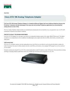 Cisco ATA 186 Analog Telephone Adaptor