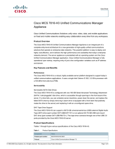 Cisco MCS 7816-H3 Unified Communications Manager Appliance