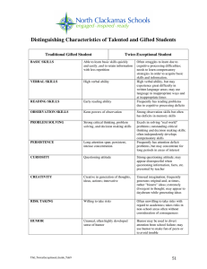 Distinguishing Characteristics of Talented and Gifted Students Traditional Gifted Student Twice-Exceptional Student