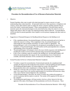 Procedure for Reconsideration of Use of Resource/Instruction Materials