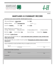 MARYLAND 4-H SUMMARY RECORD