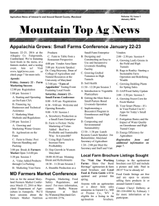 Mountain Top Ag News Appalachia Grows: Small Farms Conference January 22-23