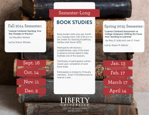 BOOK STUDIES Semester-Long  Fall 2014 Semester: