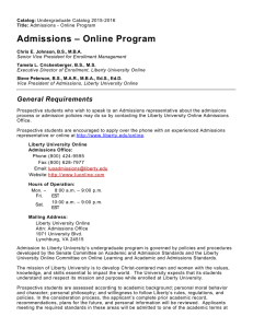 Admissions – Online Program