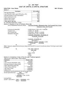 CA – IPC TEST COST OF CAPITAL &amp; CAPITAL STRUCTURE