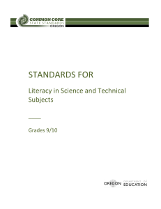STANDARDS FOR Literacy in Science and Technical Subjects
