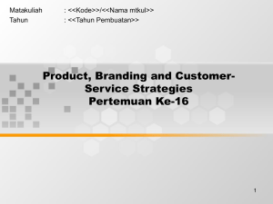 Product, Branding and Customer- Service Strategies Pertemuan Ke-16 Matakuliah