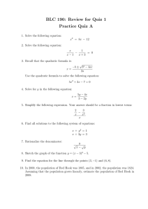 BLC 190: Review for Quiz 1 Practice Quiz A