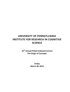 UNIVERSITY OF PENNSYLVANIA  INSTITUTE FOR RESEARCH IN COGNITIVE  SCIENCE   
