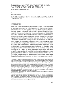 SIGNALING IN RETROSPECT AND THE INFOR- MATIONAL STRUCTURE OF MARKETS