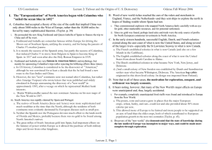 I.  The &#34;Europeanization&#34; of North America began with Columbus... US Constitutions