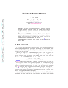 My Favorite Integer Sequences N. J. A. Sloane