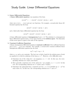 Study Guide: Linear Differential Equations