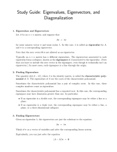 Study Guide: Eigenvalues, Eigenvectors, and Diagonalization