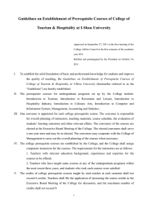 Guidelines on Establishment of Prerequisite Courses of College of