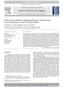 Event structure inﬂuences language production: Evidence from