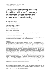 Anticipatory sentence processing in children with specific language impairment: Evidence from eye