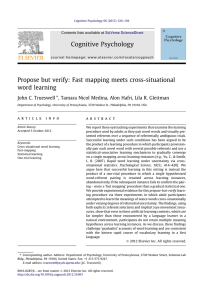Cognitive Psychology Propose but verify: Fast mapping meets cross-situational word learning