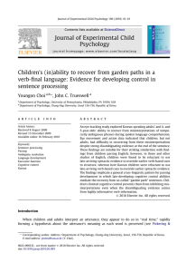 Journal of Experimental Child Psychology verb-ﬁnal language: Evidence for developing control in