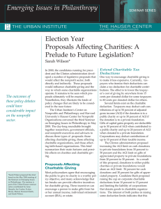 Emerging Issues in Philanthropy Election Year Proposals Affecting Charities: A