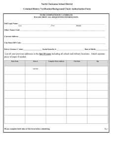 North Clackamas School District Criminal History Verification/Background Check Authorization Form