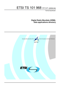 ETSI TS 101 968  V1.3.1 Digital Radio Mondiale (DRM);