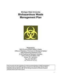 Biohazardous Waste Management Plan  Michigan State University