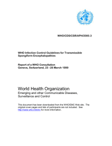 WHO/CDS/CSR/APH/2000.3 WHO Infection Control Guidelines for Transmissible Spongiform Encephalopathies