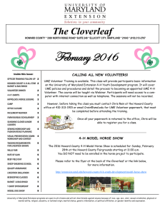 February 2016 The Cloverleaf CALLING ALL NEW VOLUNTEERS!