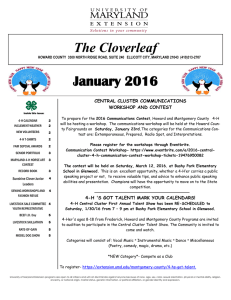 January 2016 The Cloverleaf CENTRAL CLUSTER COMMUNICATIONS WORKSHOP AND CONTEST