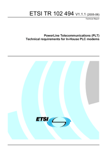 ETSI TR 102 494  V1.1.1 PowerLine Telecommunications (PLT)