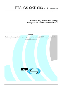 ETSI GS QKD 003  V1.1.1 Quantum Key Distribution (QKD);