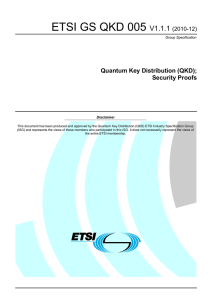 ETSI GS QKD 005  V1.1.1 Quantum Key Distribution (QKD);