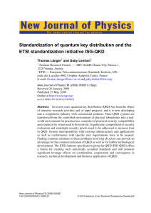 New Journal of Physics Standardization of quantum key distribution and the