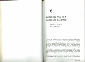 6 Language Use and Language Judgment HENRY GLEITMA