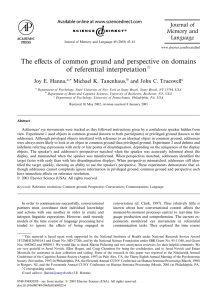 The eﬀects of common ground and perspective on domains Journal of