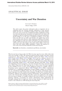 Uncertainty and War Duration ANALYTICAL ESSAY
